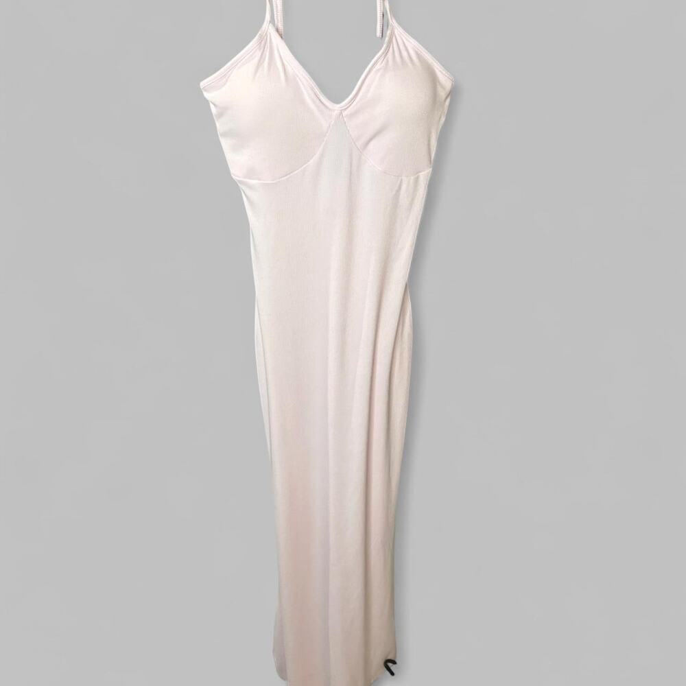 Wild Fable Pink Ribbed V-Neck Halter Top Dress with Built-in Shelf Bra - Size S